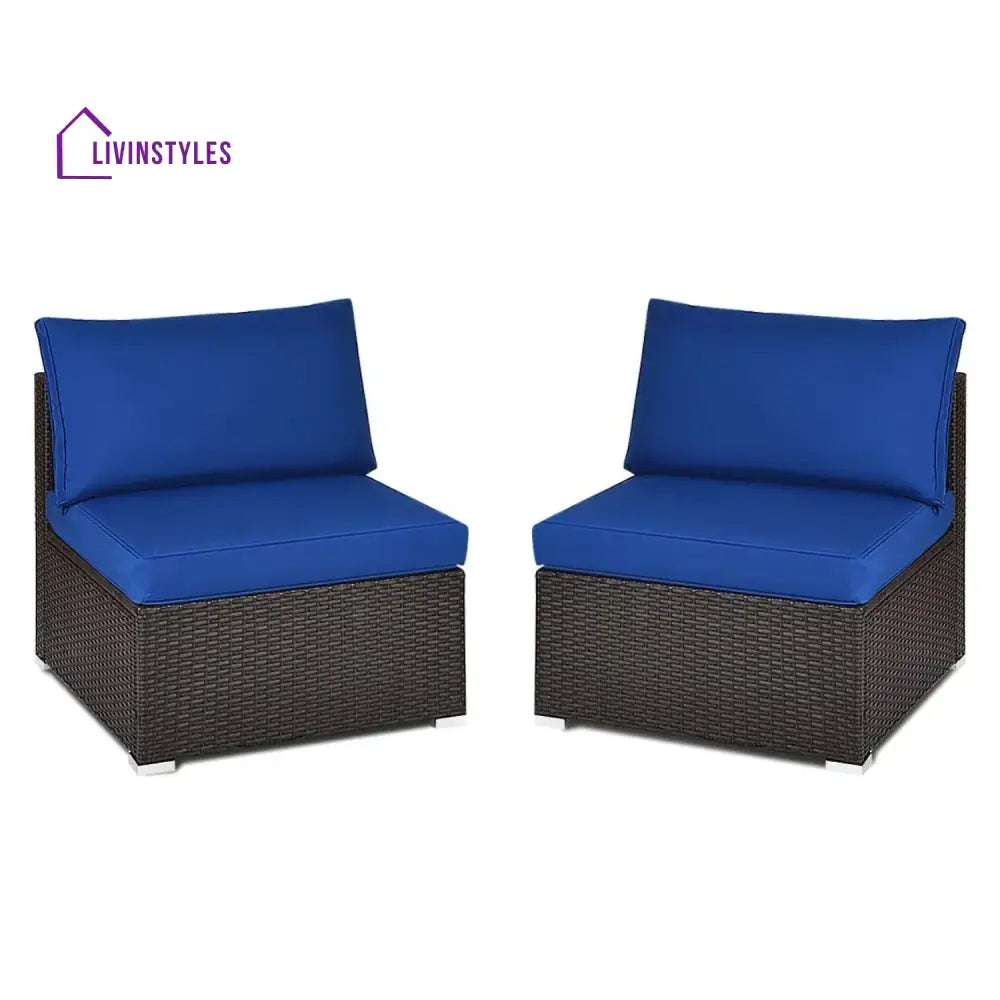 Ama 2-Piece Outdoor Wicker Armless Sofa - Sofa Set