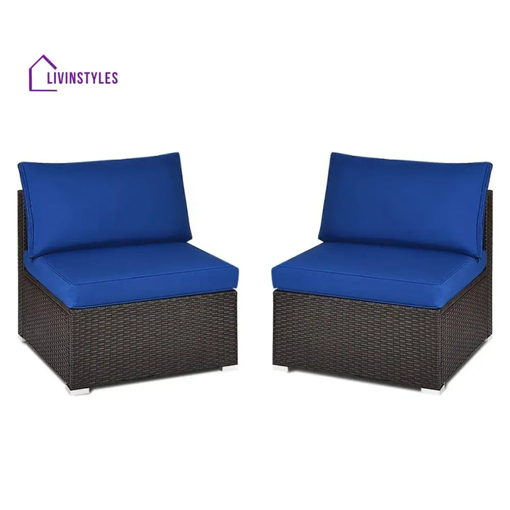 Ama 2-Piece Outdoor Wicker Armless Sofa - Sofa Set