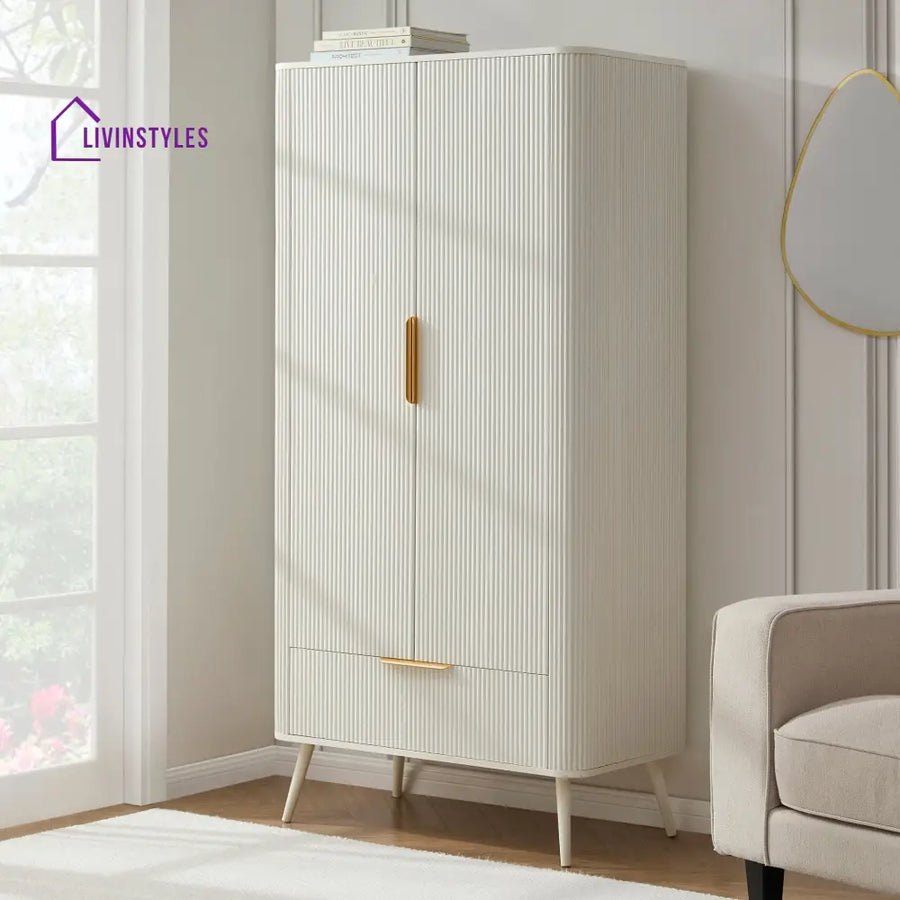 Amador 2 Door Wardrobe with Drawer - Warm White Wardrobe