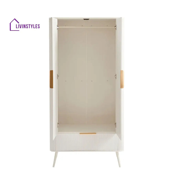 Amador 2 Door Wardrobe with Drawer - Warm White Wardrobe