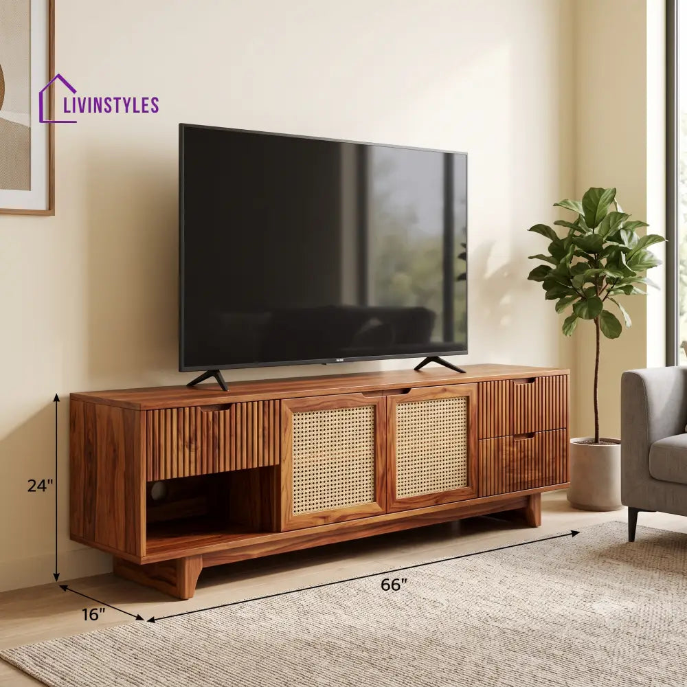 Amael Solid Sheesham Wood Tv Unit for Living Room | Tv Cabinet | Tv Console Unit