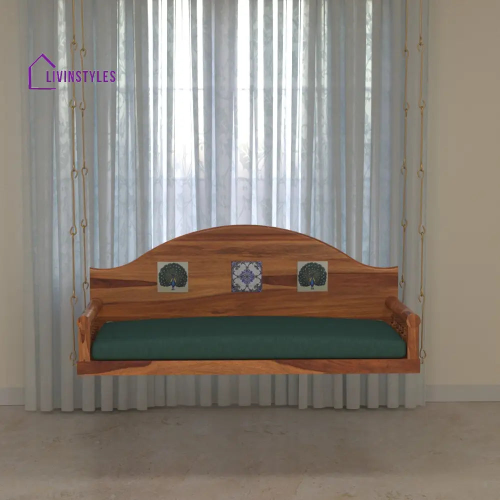 Amaira Traditional Antique Tiled Handmade Wooden Swing for Home Swing