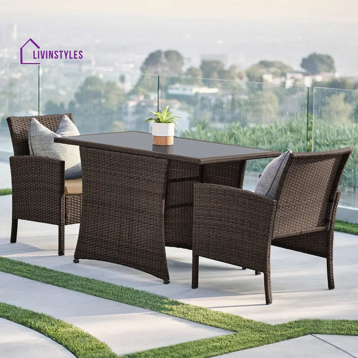 Amand Outdoor Patio Seating Set 2 Chairs and 1 Table Set (Brown) - Coffee Table Sets