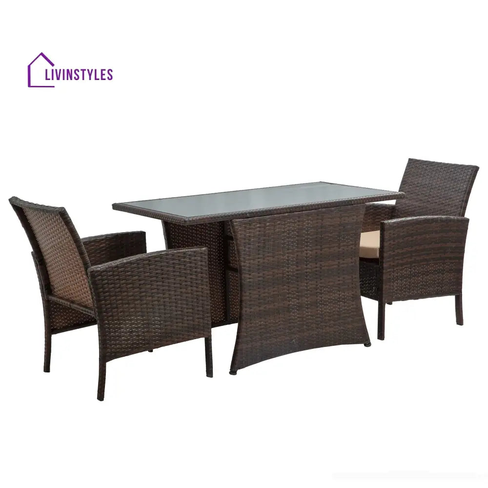 Amand Outdoor Patio Seating Set 2 Chairs and 1 Table Set (Brown) - Coffee Table Sets