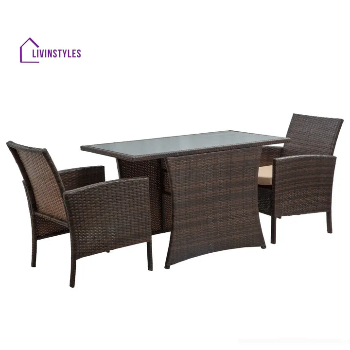 Amand Outdoor Patio Seating Set 2 Chairs and 1 Table Set (Brown) - Coffee Table Sets