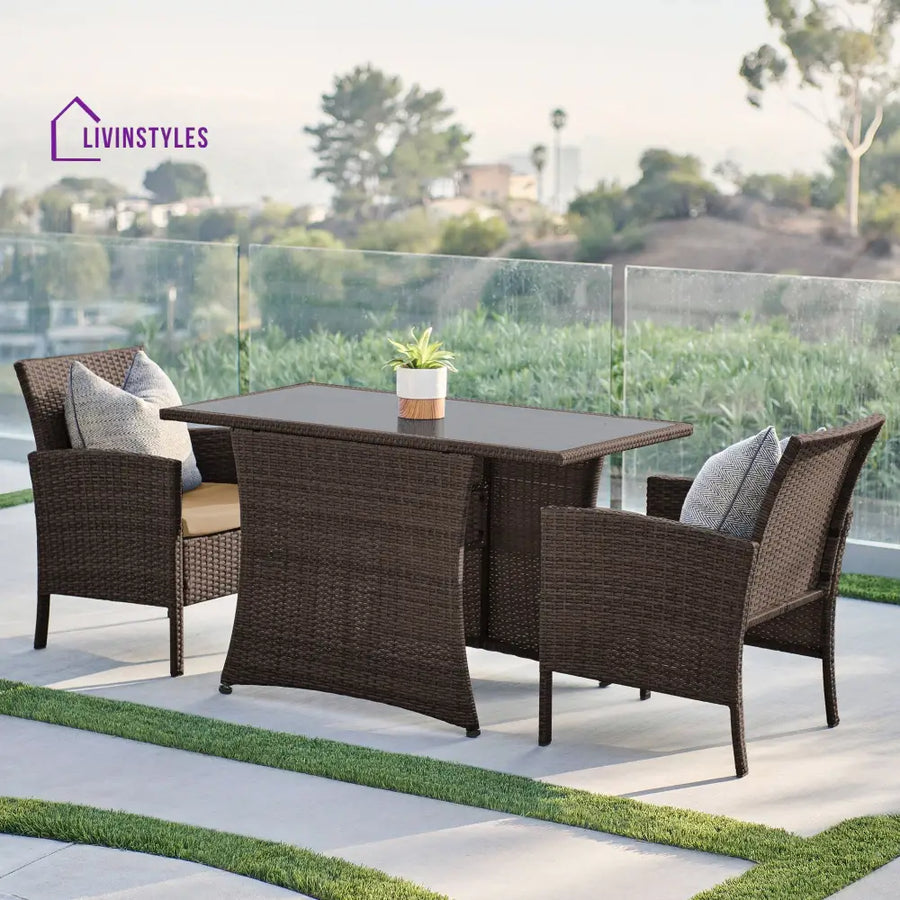 Amand Outdoor Patio Seating Set 2 Chairs and 1 Table Set (Brown) - Coffee Table Sets