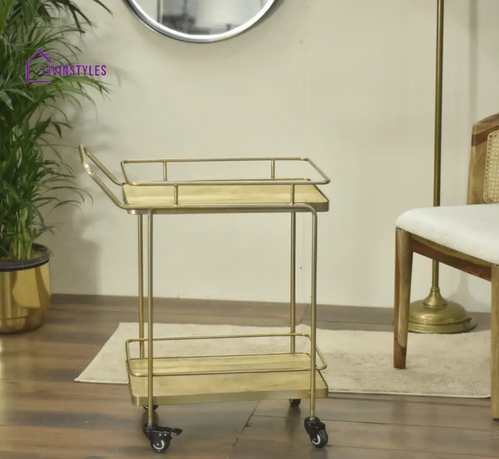 Amanda 2-Tier Wooden Shelving Serving Trolley Trolleys