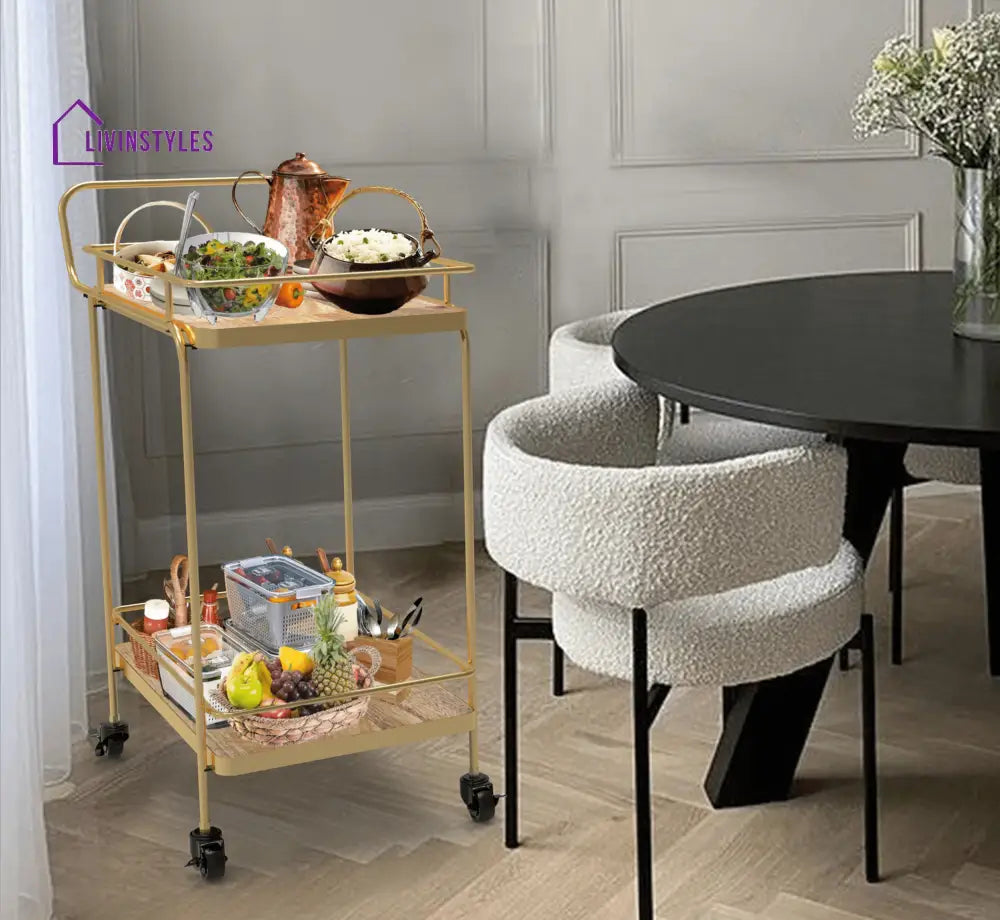 Amanda 2-Tier Wooden Shelving Serving Trolley Trolleys