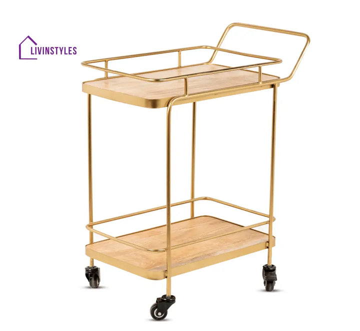 Amanda 2-Tier Wooden Shelving Serving Trolley Trolleys