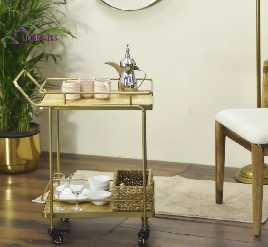 Amanda 2-Tier Wooden Shelving Serving Trolley Trolleys