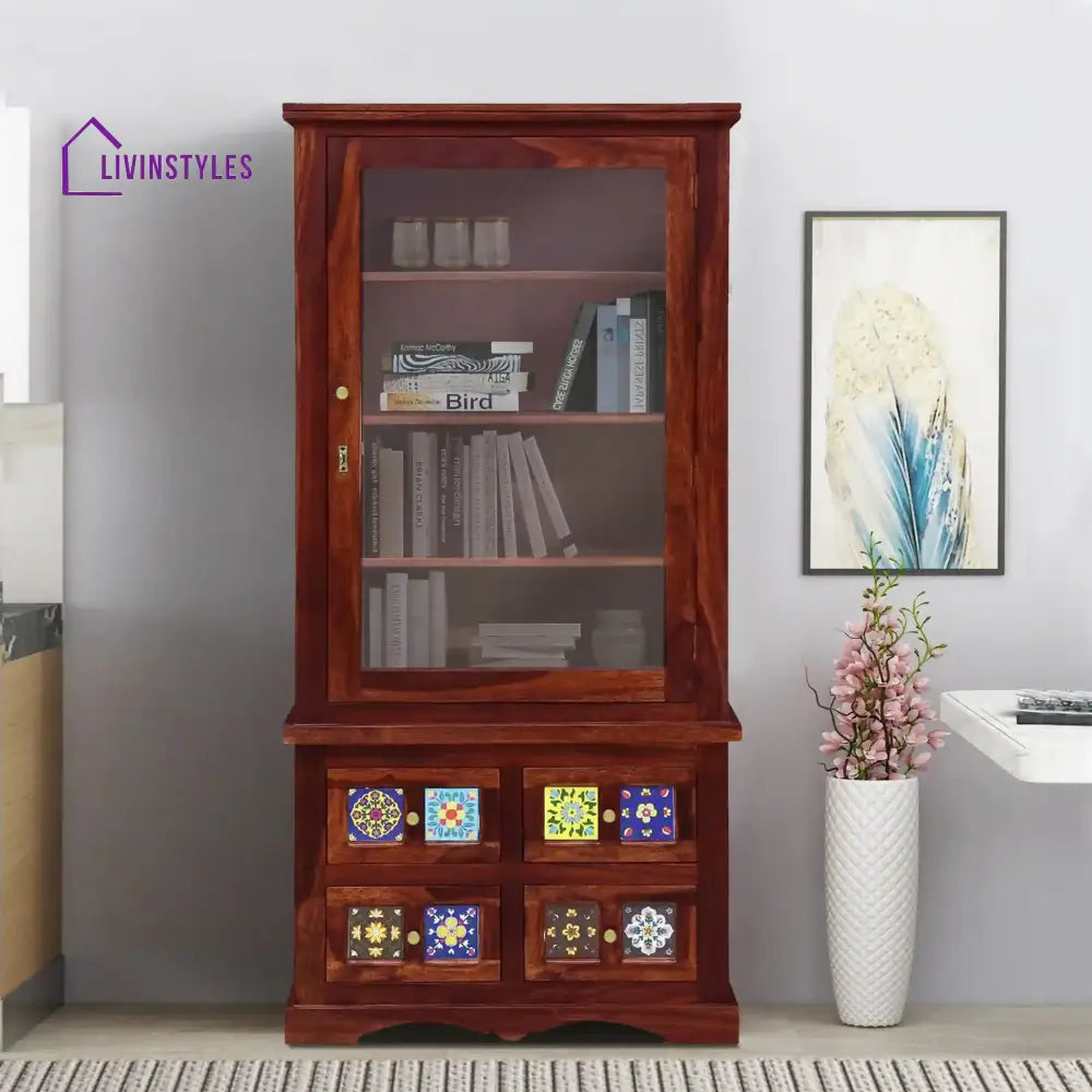Amanda Contemporary Sheesham Wood Bookcase Honey Study Table