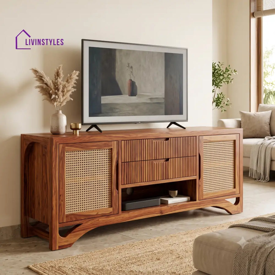 Amandine Solid Sheesham Wood Tv Unit for Living Room | Tv Cabinet | Tv Console Unit