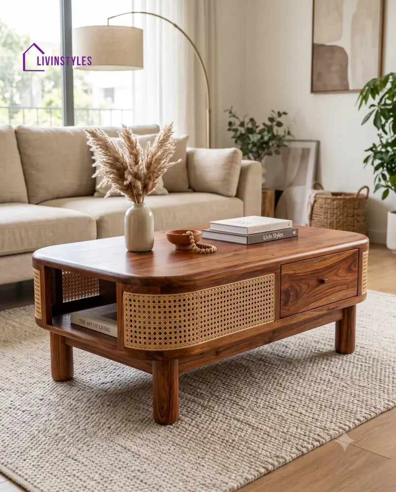 Amandine Wooden Coffee Table for Living Room | Tea Table | Teapoy | Center table