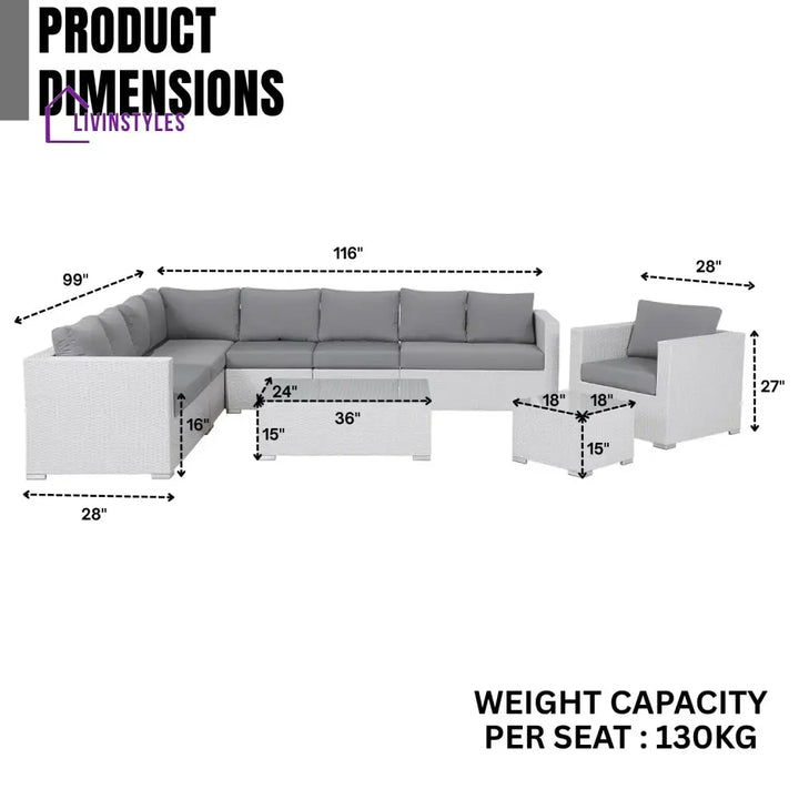 Amara 7-Piece L-Shaped Outdoor Sectional Sofa - Sofa Set