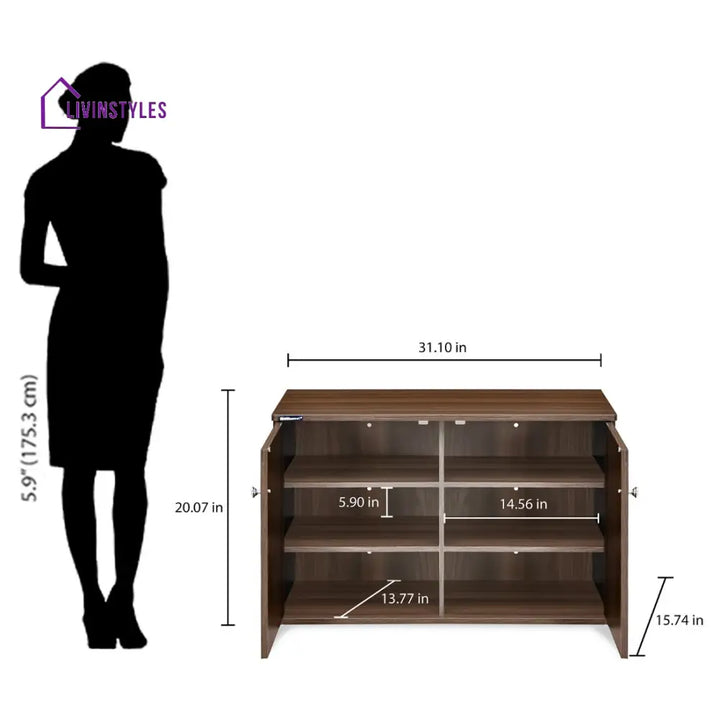 Nilkamal Churchill Shoe Cabinet (Classic Walnut) Home Furniture
