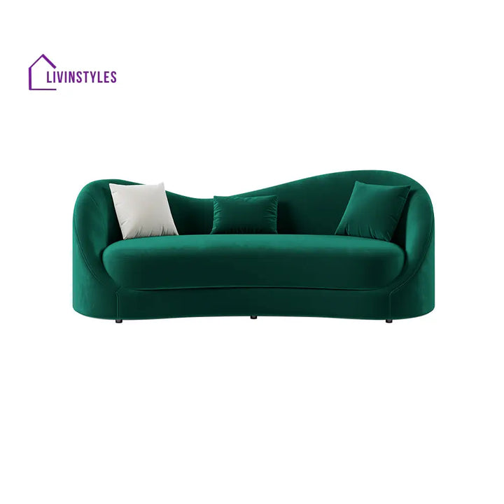 Amara Green Upholstered Sofa 3 Seater For Living Room