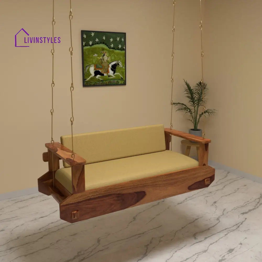 Amara Majestic Montage Style Handmade Soft Upholstery Wooden Swing for Home Swing