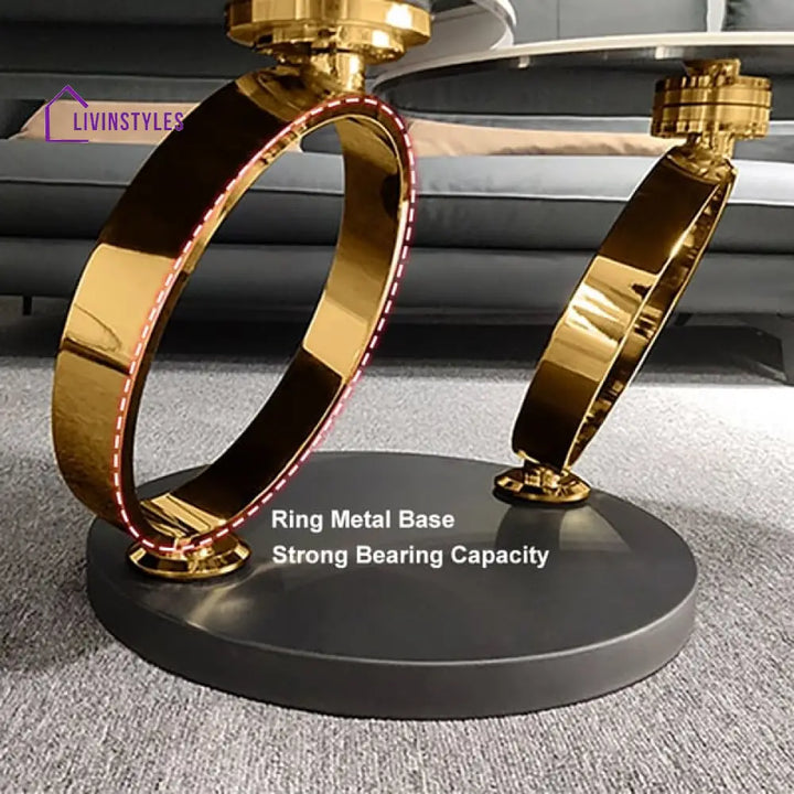 Amara Stainless Steel With Pvd Coated Coffee Table Ring-Shaped Metal Pedestal