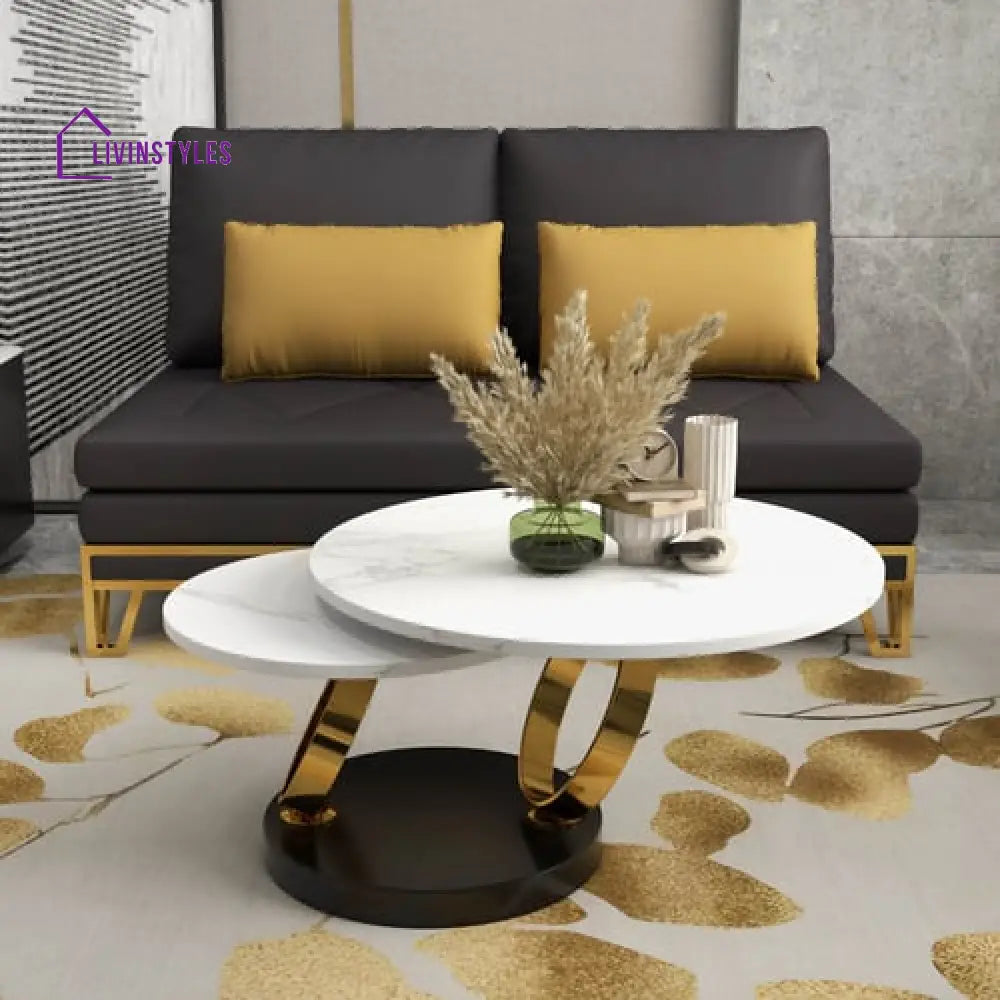Amara Stainless Steel With Pvd Coated Coffee Table Ring-Shaped Metal Pedestal