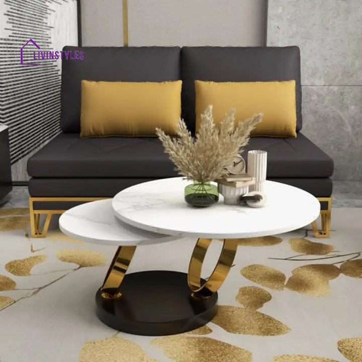 Amara Stainless Steel With Pvd Coated Coffee Table Ring-Shaped Metal Pedestal