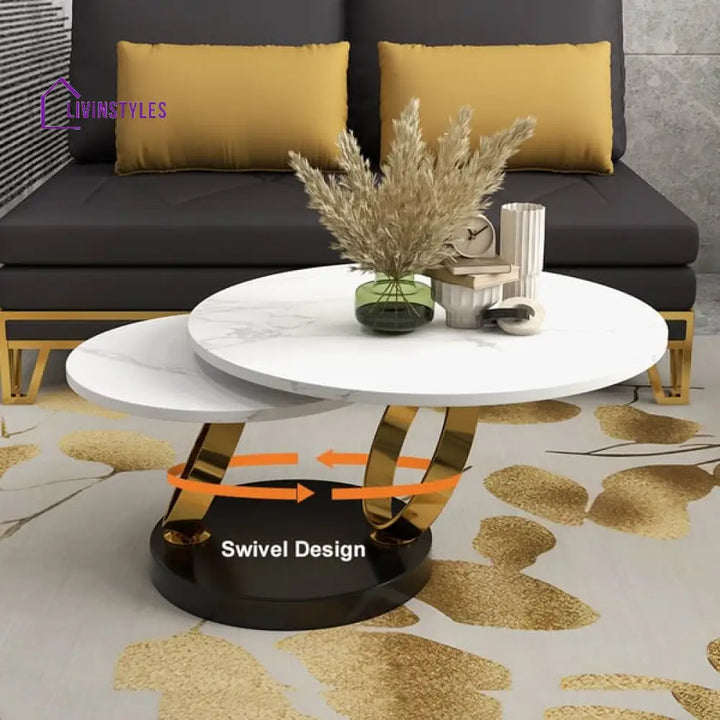 Amara Stainless Steel With Pvd Coated Coffee Table Ring-Shaped Metal Pedestal