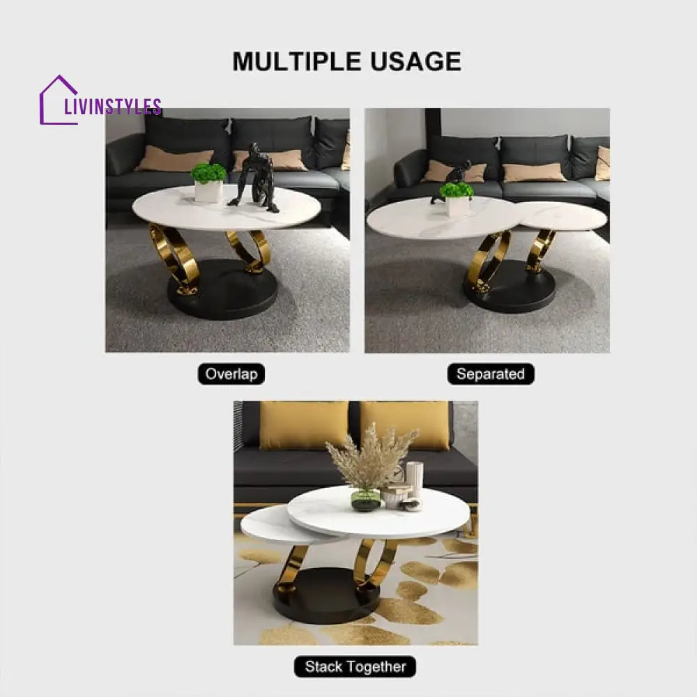 Amara Stainless Steel With Pvd Coated Coffee Table Ring-Shaped Metal Pedestal