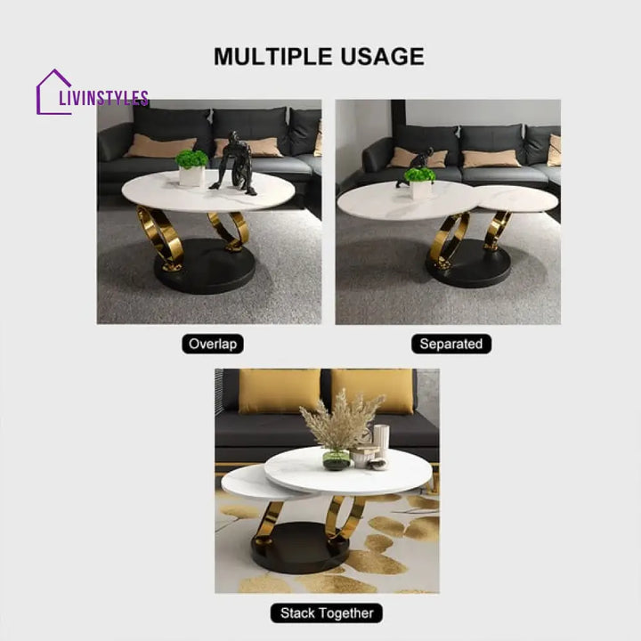Amara Stainless Steel With Pvd Coated Coffee Table Ring-Shaped Metal Pedestal