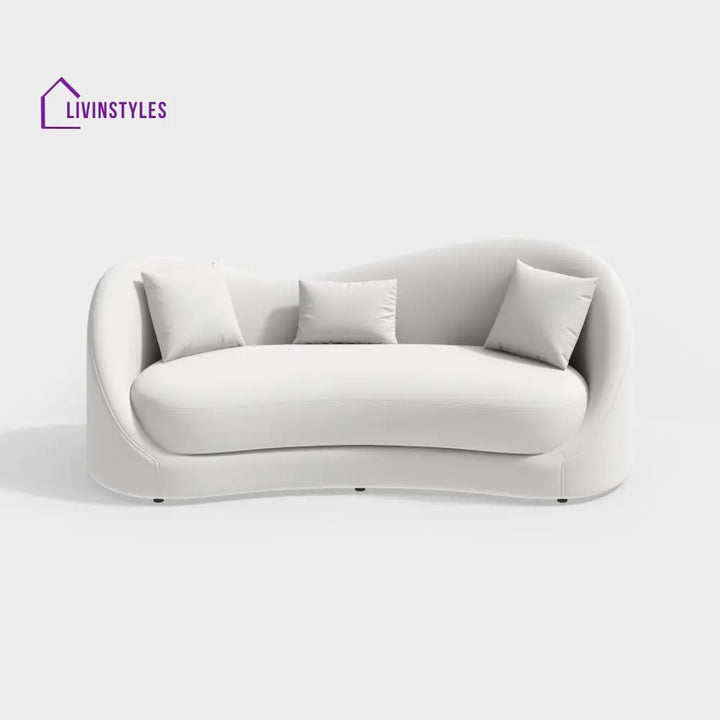 Amara White Upholstered Sofa 3 Seater For Living Room