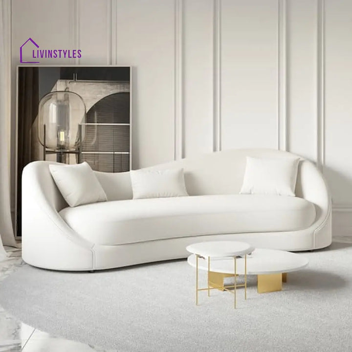Amara White Upholstered Sofa 3 Seater For Living Room