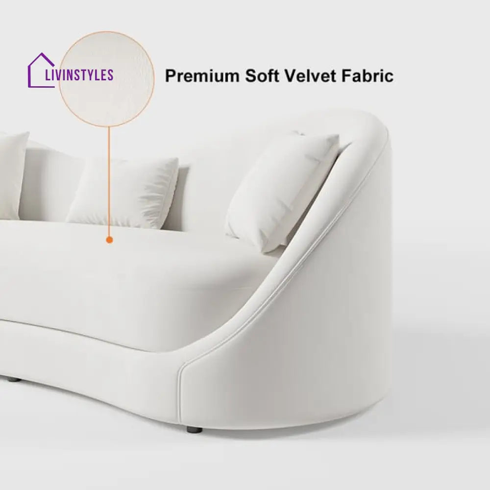 Amara White Upholstered Sofa 3 Seater For Living Room