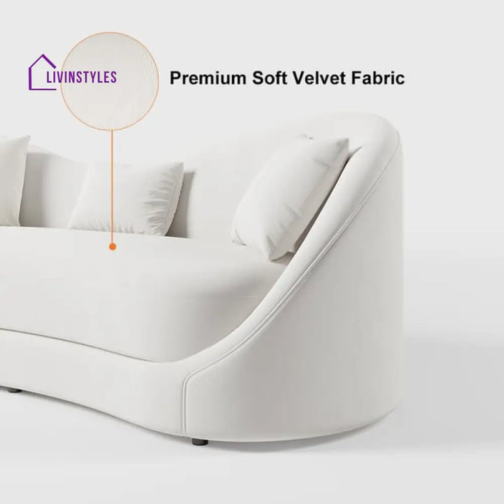 Amara White Upholstered Sofa 3 Seater For Living Room