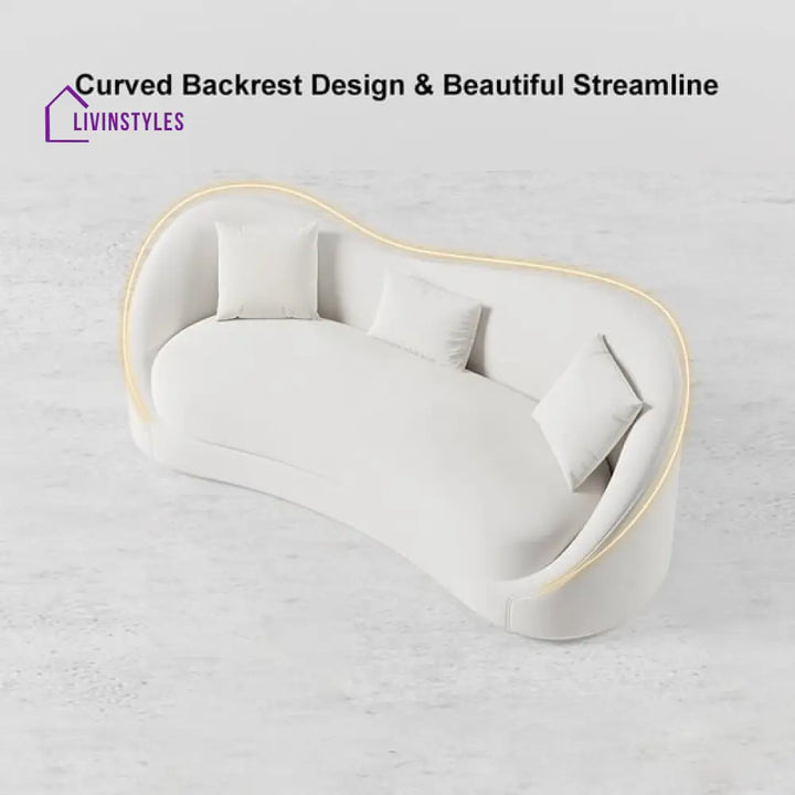 Amara White Upholstered Sofa 3 Seater For Living Room