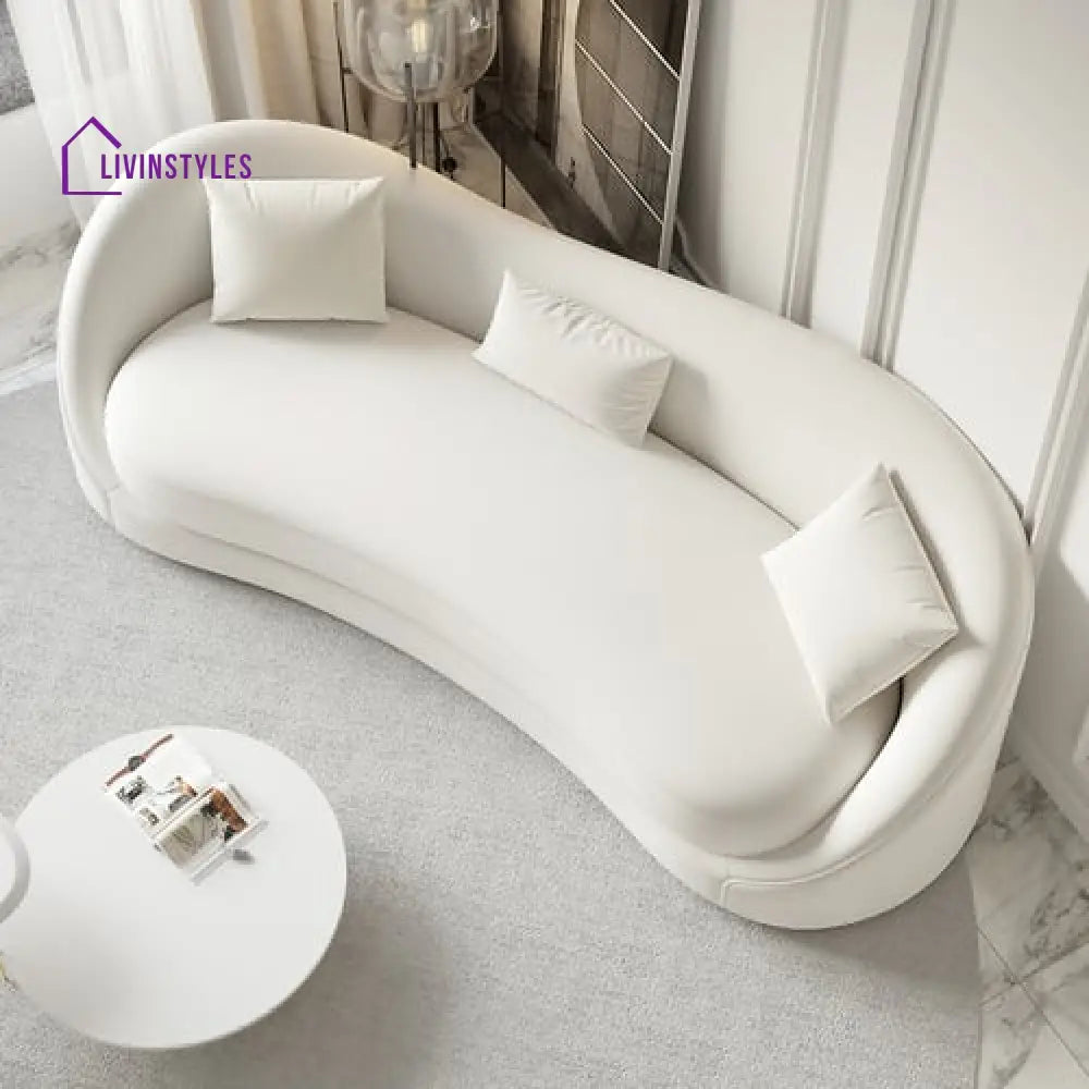 Amara White Upholstered Sofa 3 Seater For Living Room