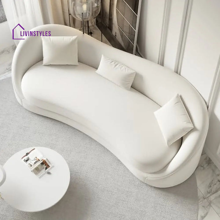 Amara White Upholstered Sofa 3 Seater For Living Room