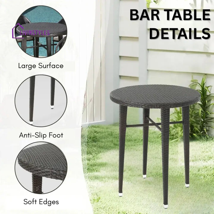Amaris 5 Piece Outdoor Wicker Bar Set with High Top Table - Bar Set