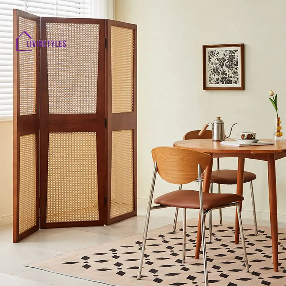 Amaris Wooden and Cane Weaving Room Partition for Living Room