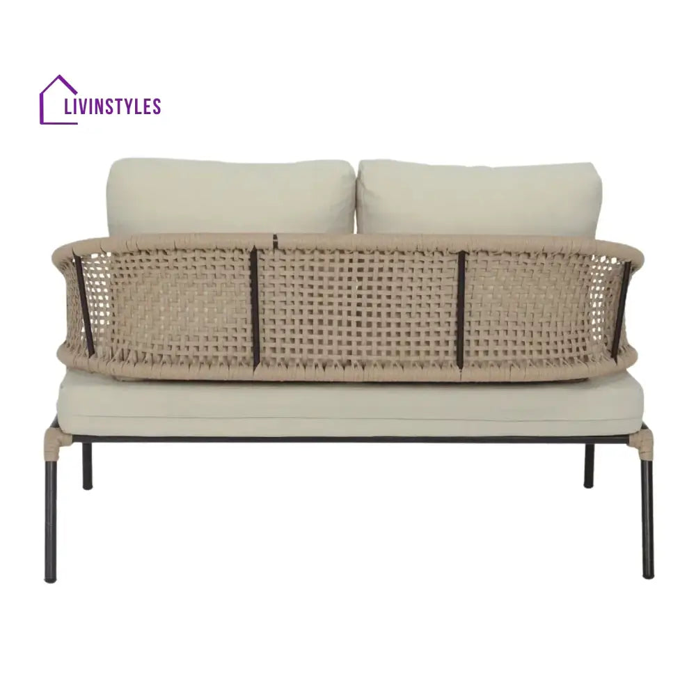 Amaya All-Weather Patio Rope Sofa Set with Glass Top Coffee Table - Sofa Set