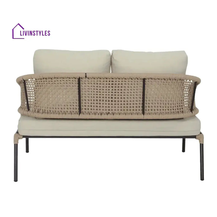 Amaya All-Weather Patio Rope Sofa Set with Glass Top Coffee Table - Sofa Set
