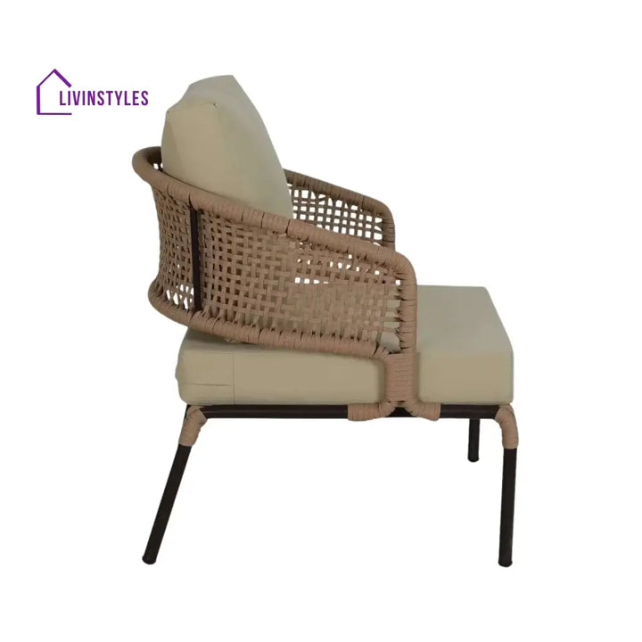 Amaya All-Weather Patio Rope Sofa Set with Glass Top Coffee Table - Sofa Set