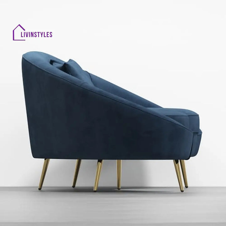 Amaya Blue Velvet Curved Sofa 3 Seater