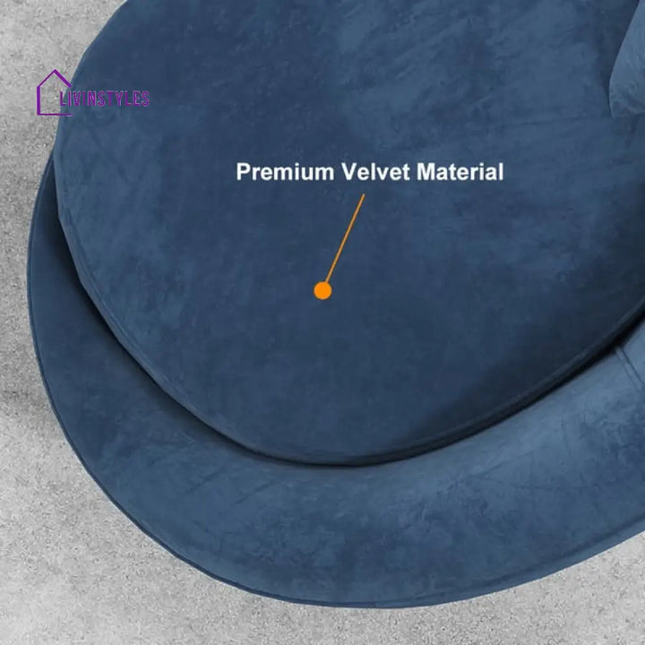 Amaya Blue Velvet Curved Sofa 3 Seater