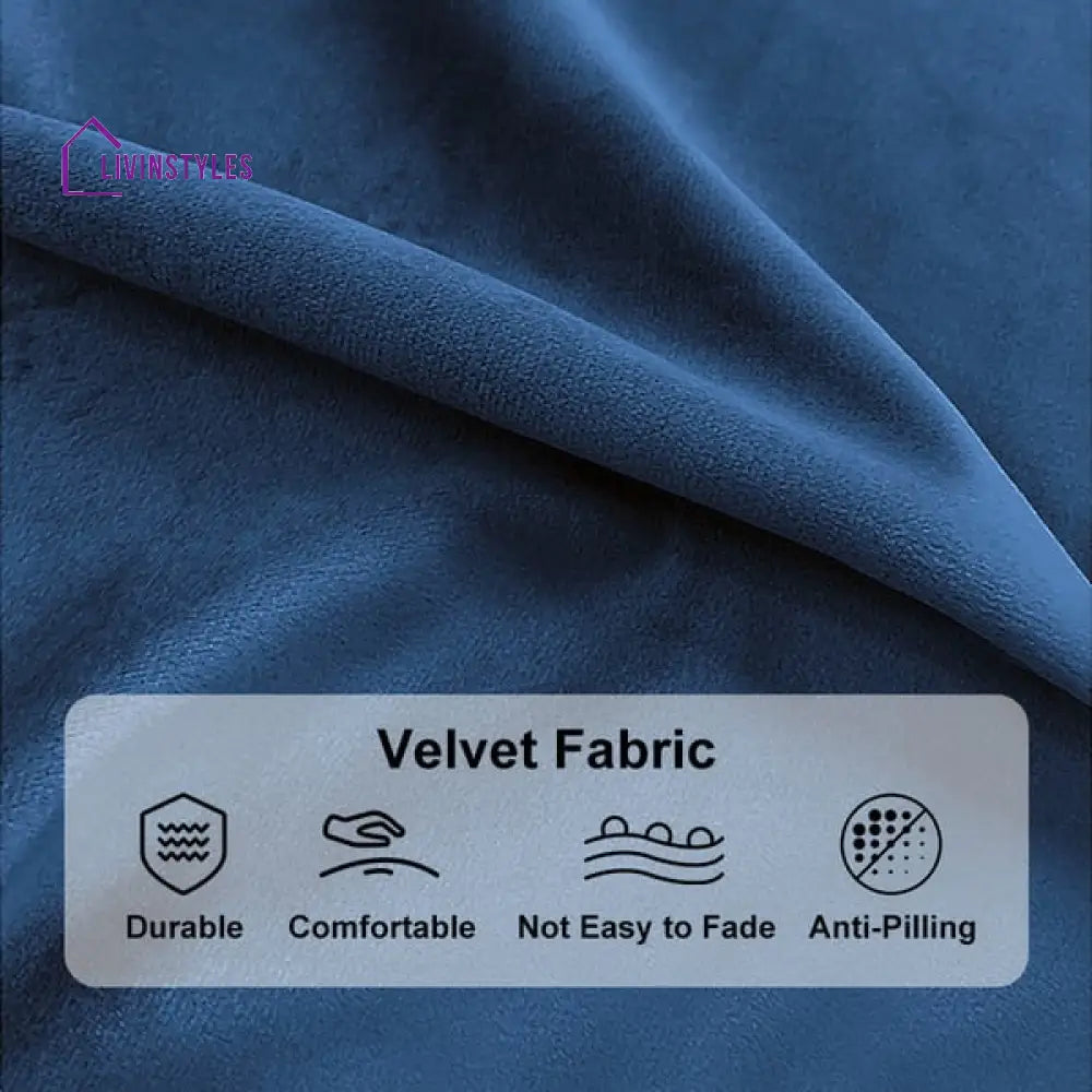 Amaya Blue Velvet Curved Sofa 3 Seater