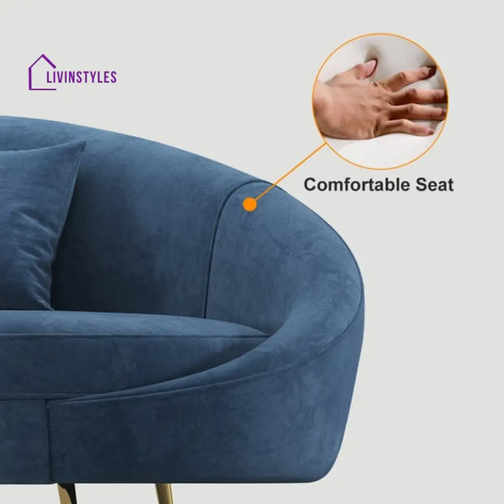 Amaya Blue Velvet Curved Sofa 3 Seater