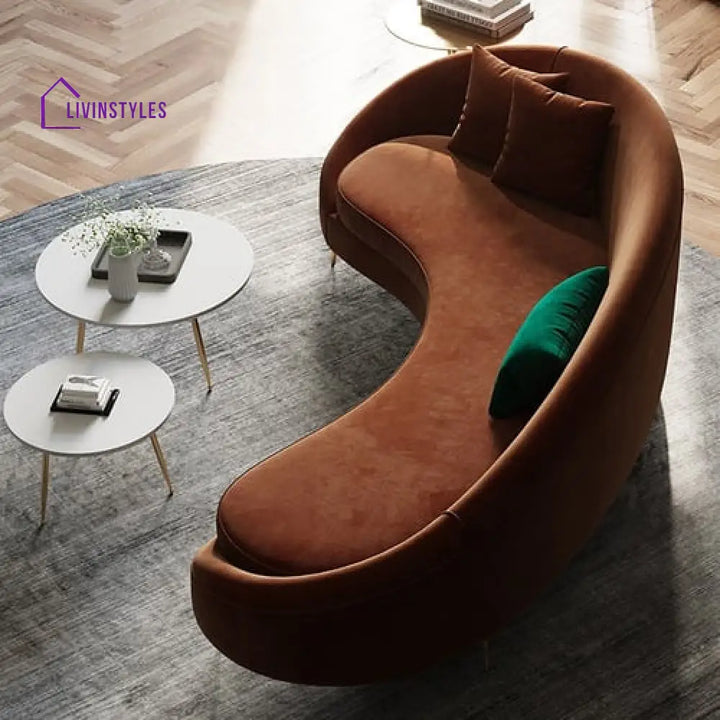 Amaya Bronze Velvet Curved Sofa 3 Seater