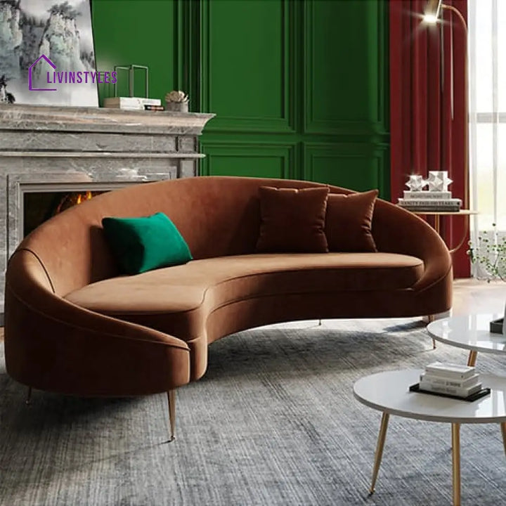 Amaya Bronze Velvet Curved Sofa 3 Seater