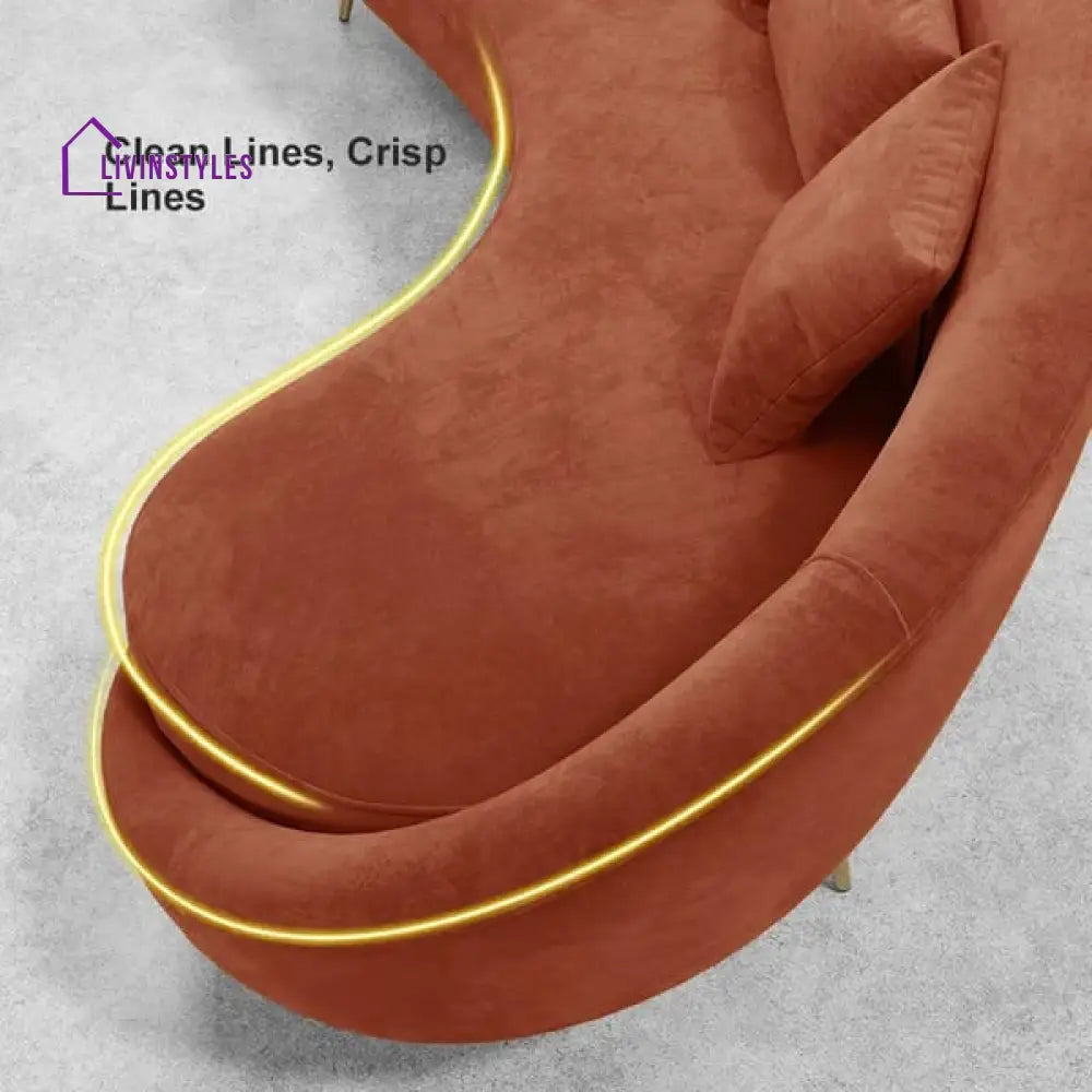 Amaya Bronze Velvet Curved Sofa 3 Seater