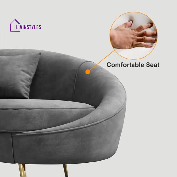 Amaya Gray Velvet Curved Sofa 3 Seater