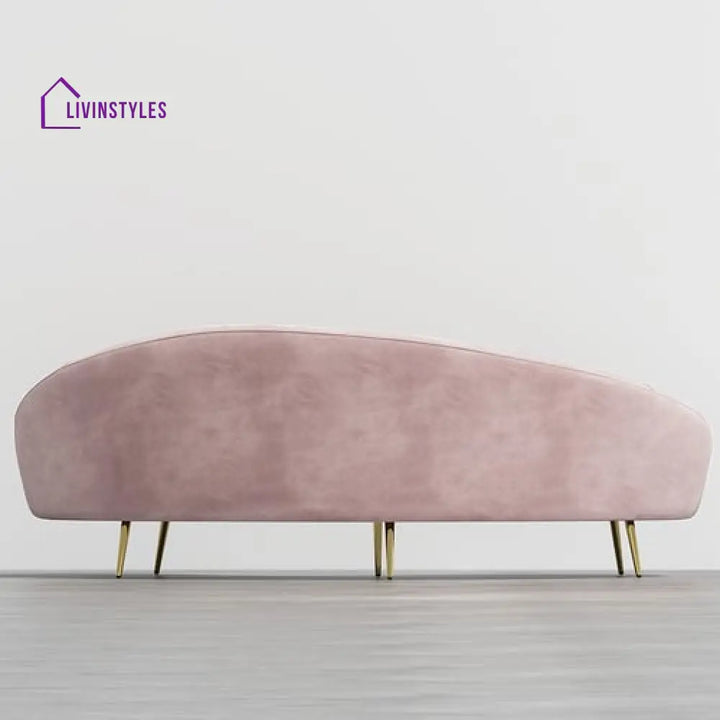 Amaya Pink Velvet Curved Sofa 3 Seater