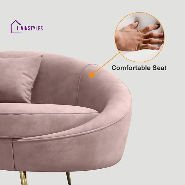 Amaya Pink Velvet Curved Sofa 3 Seater