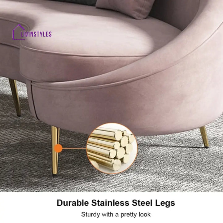 Amaya Pink Velvet Curved Sofa 3 Seater